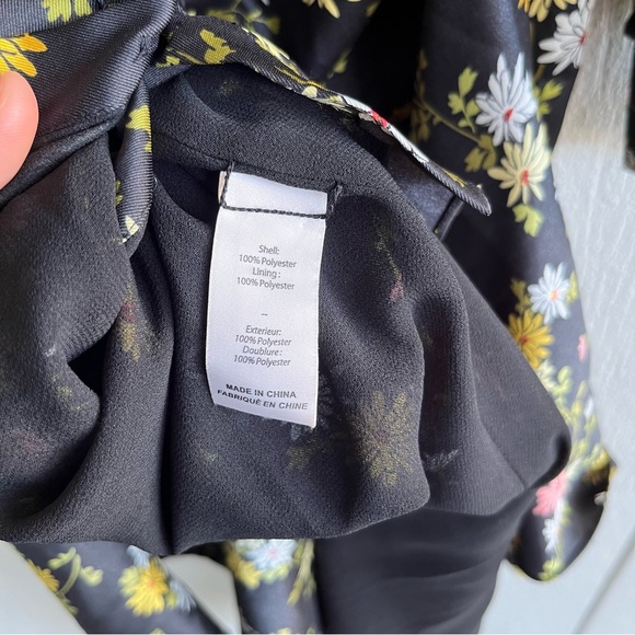 Cinq à Sept Jacey Floating Daisies Shirtdress High Low in Black Multi Size 8 - Picture 11 of 12